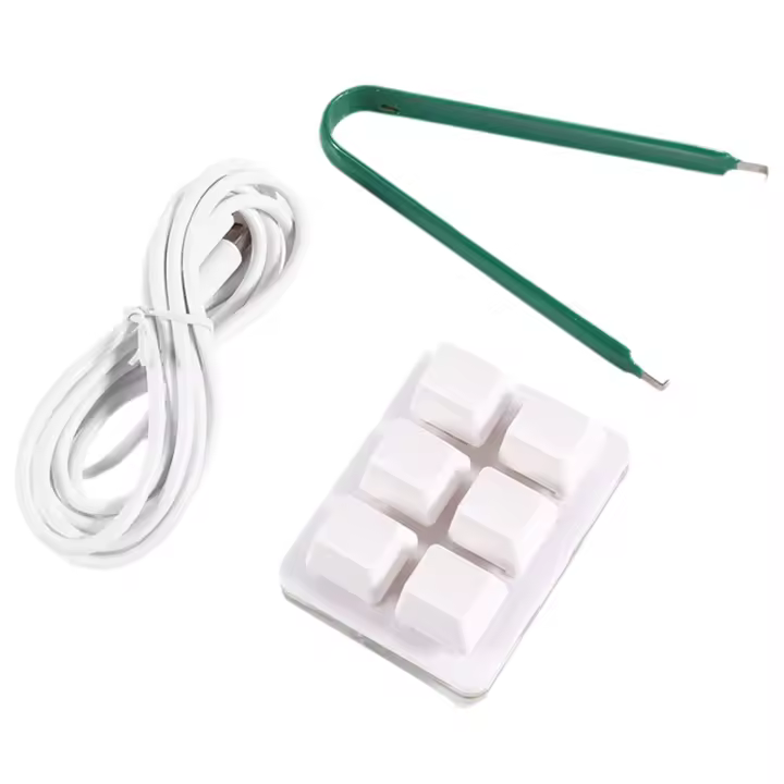 Miniteclado de 6 teclas personalizable, copia completa y pega, 1 Toque, contraseña, color blanco - 1