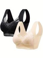 Sujetador Deportivo Para Mujer, Conjunto De 2 Piezas, Encaje De Cobertura Completa, Cómodo Y Transpirable, Bralettes Push-up - details 11