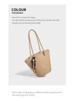 Nuevo bolso de hombro tejido retro para mujer, bolso tipo cubo, bolso tipo cesta de verduras portátil para vacaciones junto al mar - details 13