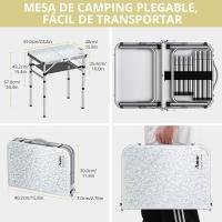Mesa de Camping Plegable Portátil 60x40x25.4/49/67cm Altura Ajustable Impermeable Negro - details 24