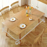Mantel, plástico transparente fino, mantel de limpieza a prueba de aceite para mesas de comedor, fiestas, camping (sin olor) - details 4