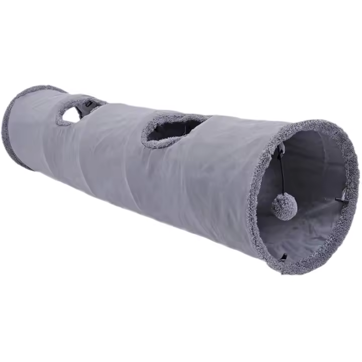Túnel plegable para gatos, juguete de gamuza duradera con bola, 12 pulgadas de diámetro - 1