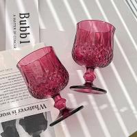2 uds 190ml cristalería cola Vintage Rosa rojo relieve copa de champán alta transparente beber copa de vino - details 9