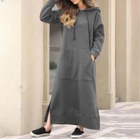 Vestido de Midi para Mujer con Capucha Moda 2025, Tejido Mixto, Estilo Informal, Suelto, Sudadera - details 13