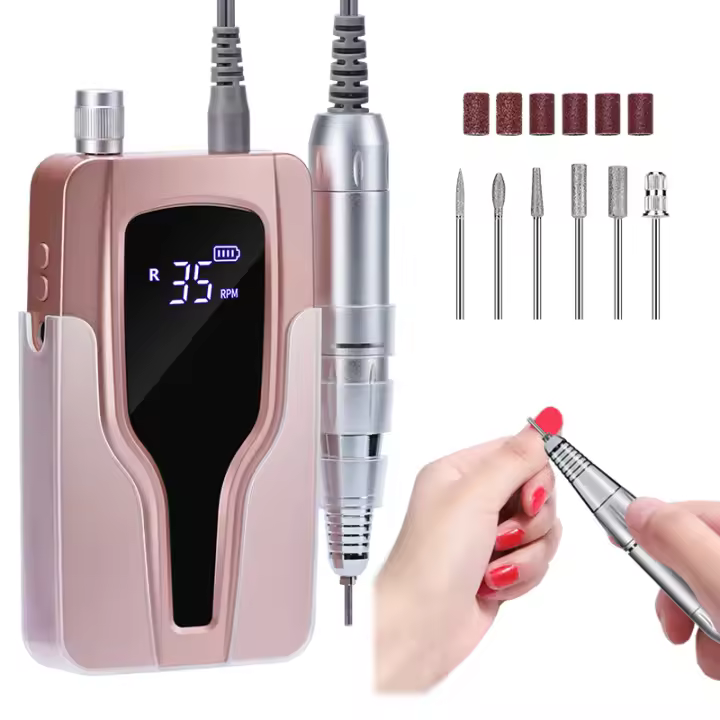 Máquina Pulidora Eléctrica para Uñas Taladro Recargable de 35000RPM Juego de Manicura Profesional - 1