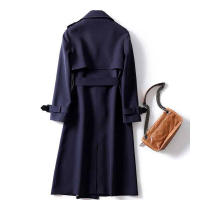 Gabardina de doble botonadura para mujer, abrigo clásico con solapa, abrigo ajustado con cinturón - details 11