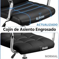 Silla de Oficina Ajustable de Altura Asiento Sintético con Espalda Comodable Negro - details 4