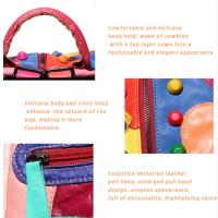 Mochila con remaches coloridos y negros para mujer, bolso de mano de cuero informal, impermeable, a la moda - details 3