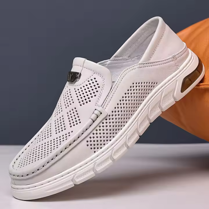 Zapatos de Verano para Hombres de Piel de Oveja Transpirables Sandalias de Cuero Suave de Moda Casual - 1