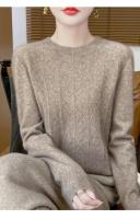 Elegante Suéter de Lana 100% Cuello Redondo, Manga Larga, Moda de Invierno para Mujeres - details 8
