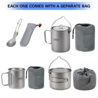 Lixada - maceta colgante portátil de titanio ultraligera, 900 ml/1600 ml, con asa plegable con tapa, utilizada para acampar al aire libre, hacer senderismo, - details 13