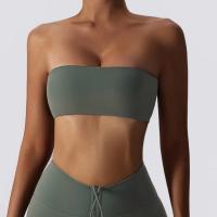 Sujetador deportivo para mujer en color piel anti-deslumbramiento con forro de nylon entretela de fitness ajustado manga larga secado rápido vestido de nylon - details 4