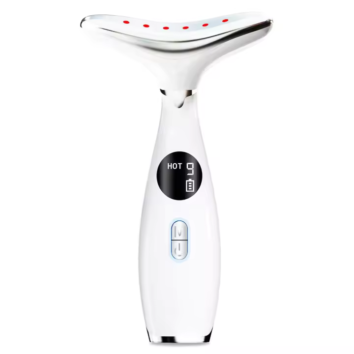 Varita de masaje de belleza para rostro y cuello, 3 modos - 9 frecuencias de vibración - LED - Calefacción, escultor facial 3 en 1 para el cuidado de la piel Terapia en casa Herramienta de masajeador facial para reafirmar y levantar la piel - 1