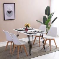 Pack de 4 Sillas Comedor Nórdicas, Sillas de Cocina Nórdicas con Patas de Madera Maciza de Haya, con Respaldo Ergonómico, Asiento Acolchado y Tapizado, Blanco - details 6