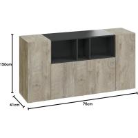Aparador de 3 Puertas Buffet para Sala Diseño Blanco y Gris Cemento Medidas 150 cm x 76 cm x 41 cm - details 13