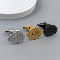 Gemelos de acero inoxidable chapados en oro en forma de abanico, puños de camisa TRE, accesorios formales de negocios, juego de 3 colores, novedad 2024 - details 0