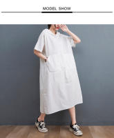 Elegante Vestido Oversize de Verano Manga Corta, Ajuste Suelto, Moda Vintage Negro para Mujeres - details 1