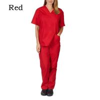 Uniforme de trabajo de enfermera de manga corta con cuello en V de color sólido para mujer, conjunto de ropa de trabajo de enfermería médica para médico de hospital, ropa de cirugía Dental - details 2