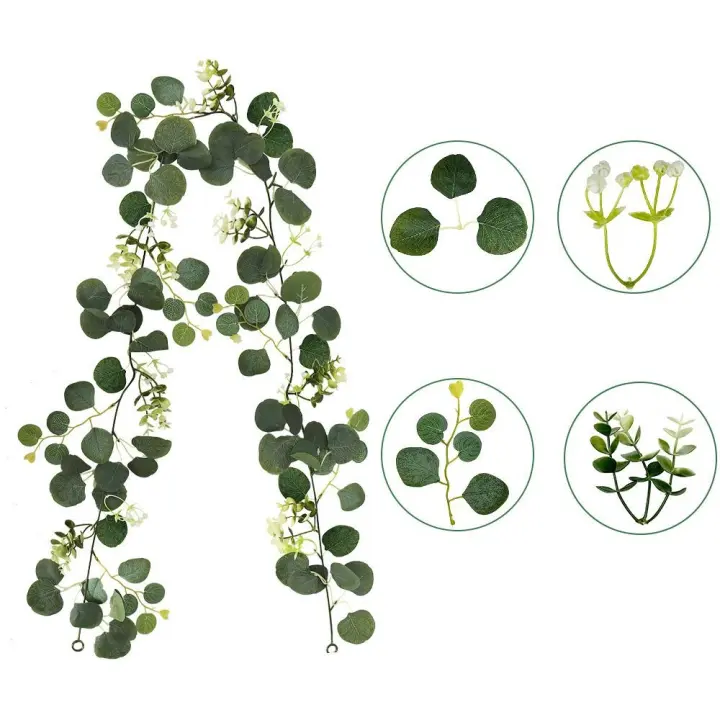 Enredaderas artificiales realistas, guirnalda de 180cm, plantas colgantes, uso versátil, hojas de eucalipto falsas duraderas, Navidad - 1