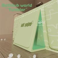 1PC verde y blanco portátil engrosada bañera plegable para niños, apto para viajar, bañera plegable para niños, recién nacido bebé de una sola pieza bañera - details 2
