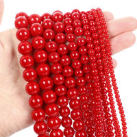Cuentas de Piedra de Coral Rojo Abalorios Sueltos Redondos para Hacer Joyería DIY - details 2