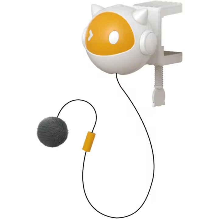 Juguetes automáticos para gatos, juguete retráctil para gatos con plumas, cuerda de nailon de plástico ABS, estiramiento de 20 pulgadas, sin instalación de taladro para uso en interiores (sin batería) - 1