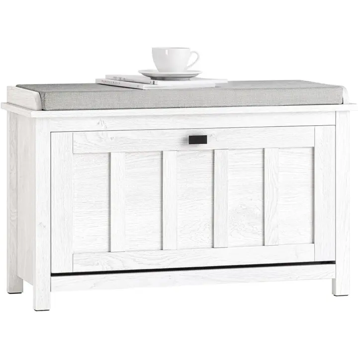 Banco Zapatero con 1 Puerta para Entrada Dormitorio Banco de Almacenamiento de Asiento Blanco 80 x 30 x 50 cm - 1