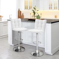 Taburete industrial ajustable de metal de 92,5-113 cm, silla de cocina, taburete alto para cocina, bar, comedor, blanco. - details 1