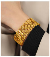 Nueva pulsera Redonda Ancha de Maple inoxidable Dorada pulsera Hueca de Mujer sin desvanecarse pulsera de muñeca Gift De Fiesta de joyería - details 1