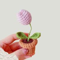 Accesorios de Decoración de Coche Hechos a Mano Rosa, Girasol, Tulipán de Punto Tejido - details 2