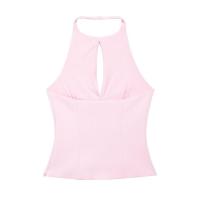 BUNO-Chaleco con lazo y espalda descubierta para mujer, Top calado sin mangas con cuello Halter, falda ajustada elegante, camisetas sin mangas femeninas Y2k, Top corto para oficina - details 8