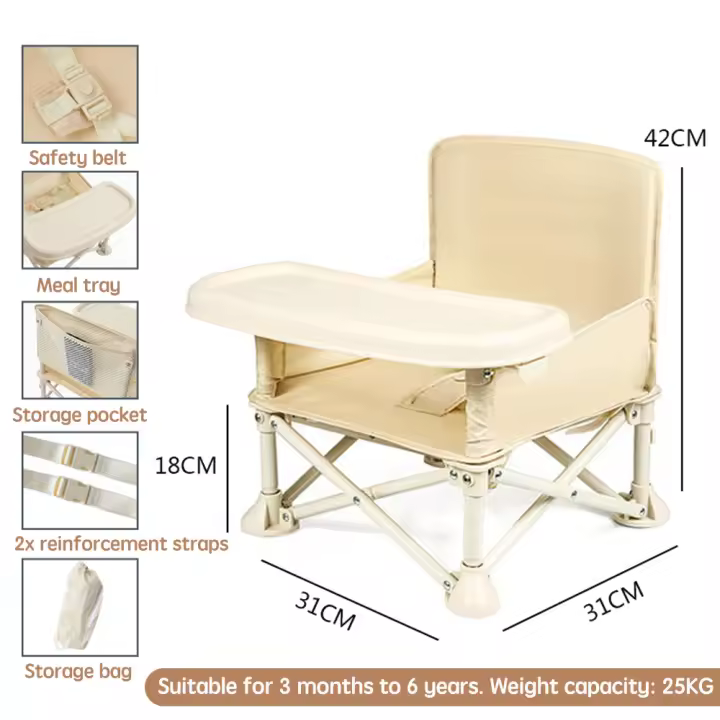 Silla portátil plegable para comer para bebés de 1 a 6 años, silla de comedor para niños, silla de Camping para bebés, silla de alimentación de tubería más gruesa de 1,8 KG - 1