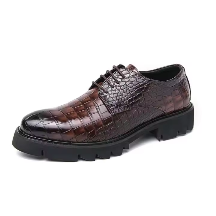 Zapatos de vestir italianos formales planos de los hombres ocasionales del cuero de Oxford de los hombres, zapatos de negocios - 1