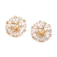 Alta calidad, latón de Color oro de 18K y circonita, botones redondos para ropa, fabricación de joyas, accesorios Diy - details 13