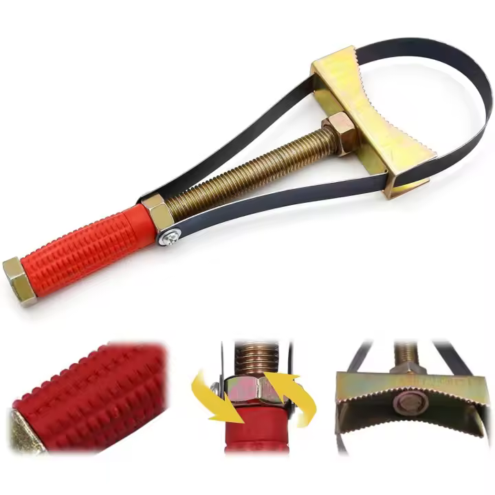 Llaves De Filtro De Aceite De Alta Resistencia, Herramienta De Extracción De Llave De Filtro De Aceite Ajustable, Llave De Correa Para Filtros De Aceite De Mayor Tamaño, Camión, Tractor, Excavadoras, Correa Ajustable De 9-15 Cm De Diámetro - 1