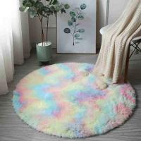 Alfombra peluda redonda pequeña con estampado de teñido anudado, tapete colorido antideslizante para sala de estar y dormitorio, alfombrilla suave para el suelo de invierno, 40/60cm - details 33