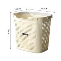 Cesta para ropa sucia con partición, cesta de almacenamiento de ropa sucia transpirable para el hogar, cubo de lavandería de plástico portátil para baño, 1 Uds. - details 5