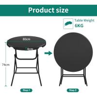 Mesa Plegable de 80cm Mesa Redonda Resistente para Jardín Mesas de Terraza para Fiesta al Aire Libre Playa, Barbacoa, Marco de Metal Antioxidante Blanco Tamaño 80 x 80 x 74cm - details 10
