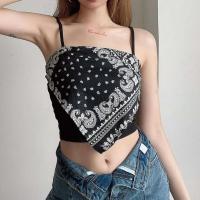 Camiseta sin mangas de verano, camiseta sin mangas ajustada con estampado retro y cuello cuadrado, camiseta para mujer - details 6