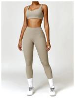Conjunto de Yoga para Mujer de Cintura Alta Secado Rápido para Correr Fitness 2 Piezas Traje Deportivo sin Mangas de Nylon con Lining - details 11
