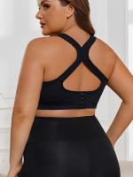 Sujetador deportivo sin costuras para mujer talla plus - Tejido transpirable y resistente, sin alambre, con almohadillas extraíbles, diseño de color sólido elegante para fitness y comodidad en la espalda, sostenes y bralettes de talla plus - details 8