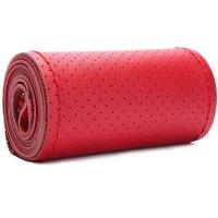 Funda protectora de cuero para volante de coche, funda tejida de piel de vaca de 38cm, con aguja y hilo antideslizantes - details 7