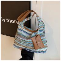 Bolso de hombro tejido a la moda, bolso de paja de gran capacidad de ratán, bolsos grandes trenzados hechos a mano para playa de verano - details 4