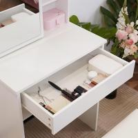 taburete, mesa de maquillaje con 7 estantes y 1 cajón grande para organizador de dormitorio - details 1