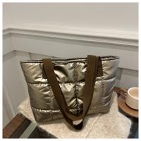 Moda señoras Tote bolsos de gran capacidad de algodón acolchado bolsa de compras rombo bolso portátil acolchado sólido para viajes de ocio - details 12