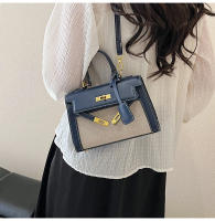 Bolso de mano de empalme de color en contraste de textura premium bolso de mensajero de hombro retro casual de nueva moda para mujer - details 40