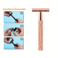 Maquinilla de afeitar de seguridad de doble filo ecológica para mujeres y hombres, 5 cuchillas, afeitadora Manual clásica en húmedo, reutilizable y Giftable - details 3