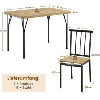 Juego de Mesa de Comedor de 4 Sillas Rectangular para 4 Personas Ideal para Comedor, Sala de Estar, Terraza Color Marrón - details 3