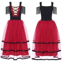 Vestido Flamenco para mujer, Paso español Doble, tre actuación Rumba latina, mangas con borlas, vestidos tul, Ropa de baile - details 8