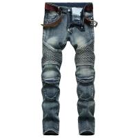 Nuevos pantalones vaqueros de motociclista Vintage de retazos para hombre, pantalones vaqueros de ciclismo elásticos rectos ajustados de Hip Hop, pantalones de calle de moda para hombre - details 2